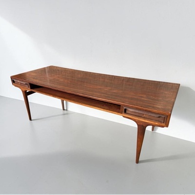 Johannes Andersen coffee table with two drawers. Made of teak