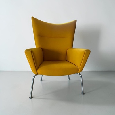 Wegner wing chair CH445 in yellow wool