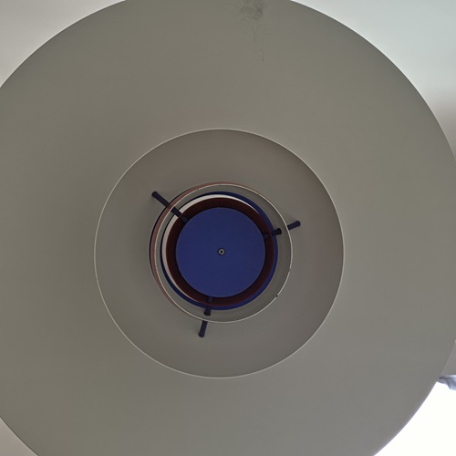 PH5 pendant lamp in red bottom angle