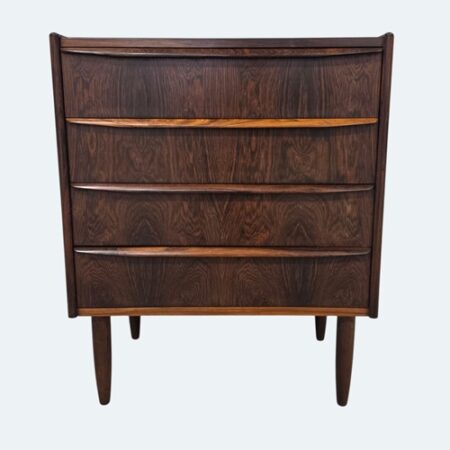 Danish mid‑century rosewood chest of drawers with four drawers and tapered legs